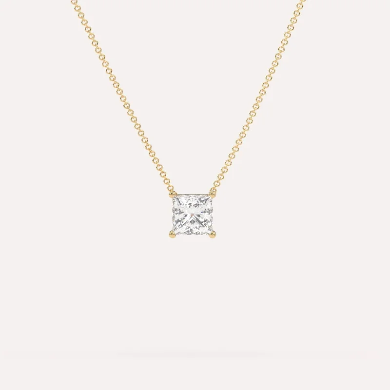 1 carat Princess Floating Diamond Necklace