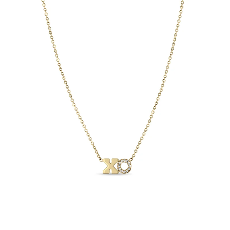 14k Gold XO Pavé Diamond Necklace