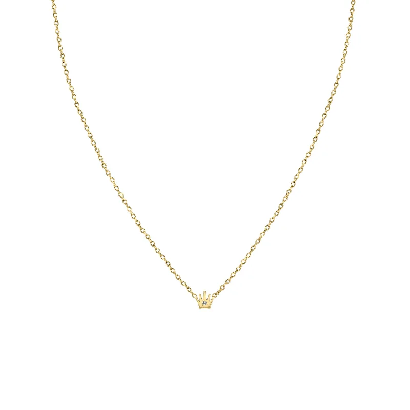 14k Itty Bitty Diamond Crown Necklace