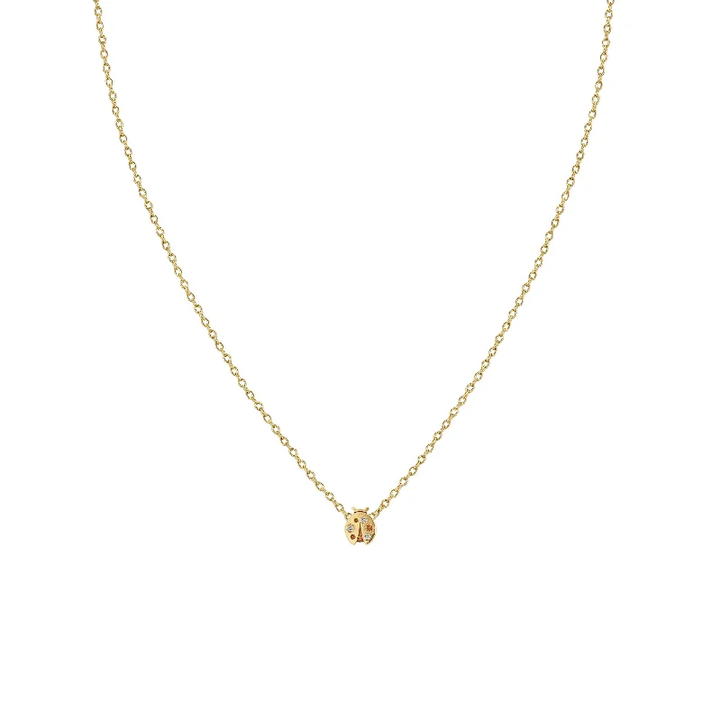 14k Itty Bitty Diamond Ladybug Necklace