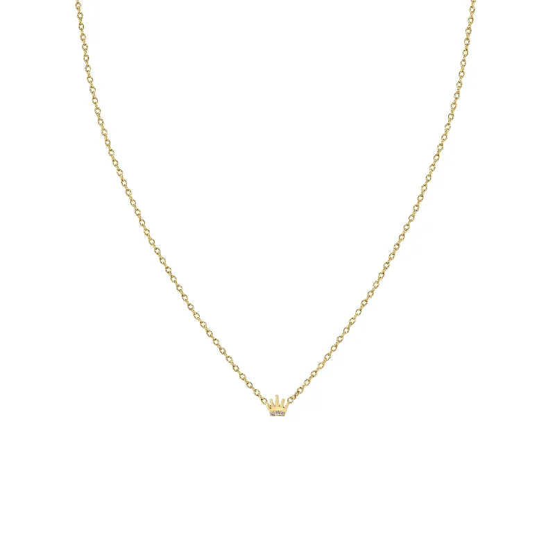 14k Itty Bitty Pavé Diamond Crown Necklace