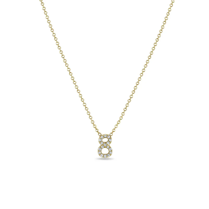 14k Pavé Diamond Number Necklace