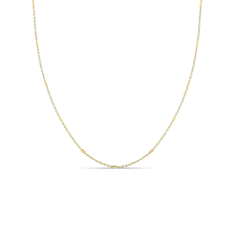 14k Tiny Bar and Cable Chain Necklace