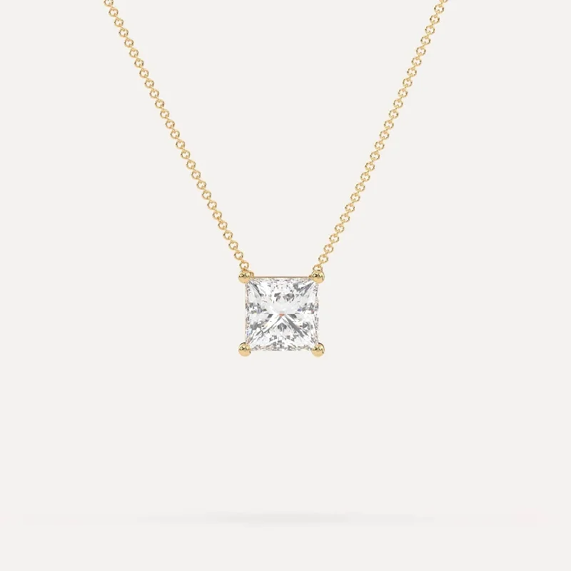 2 carat Princess Floating Diamond Necklace