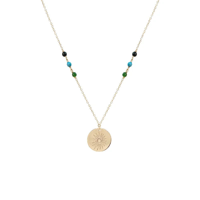 20x20 | Zoe Chicco | Justina Blakeney | Sun Disc & Mixed Stone Necklace