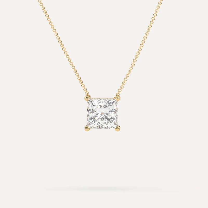 3 carat Princess Floating Diamond Necklace