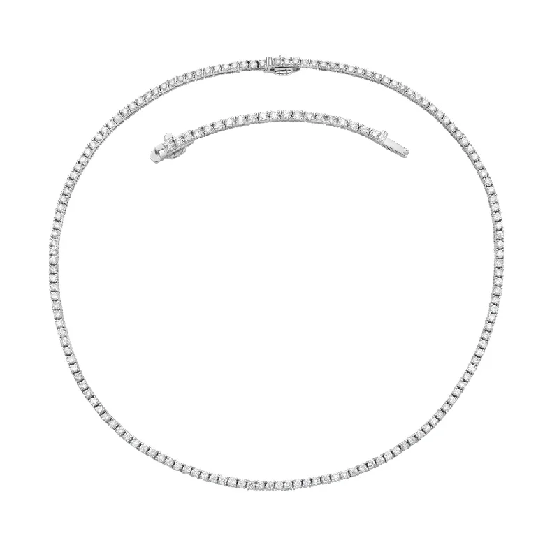 Diamond Tennis Necklace (5.50 ct.) 2.50 mm 4-Prongs Setting in 14K Gold + Chain Extender