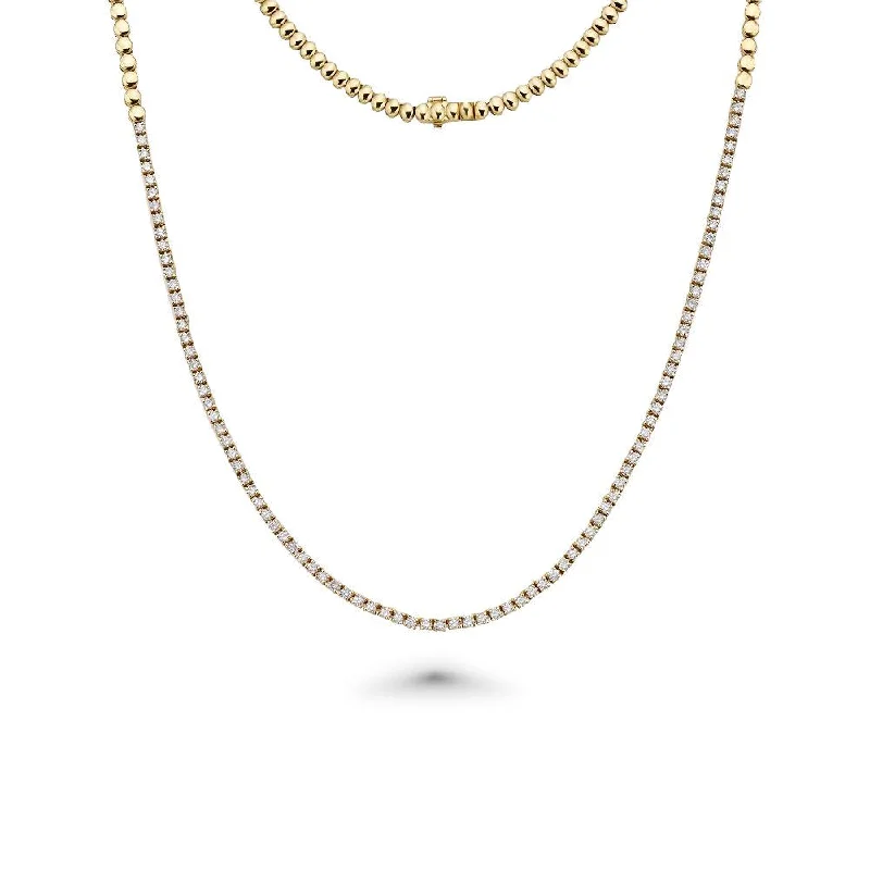 HalfWay Diamond Tennis Necklace (2.11 ct.) 2mm 4-Prong Setting in 14K Gold