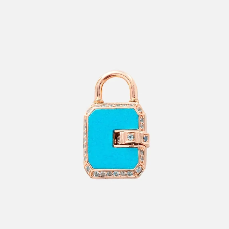 Mini Padlock, Turquoise Pave