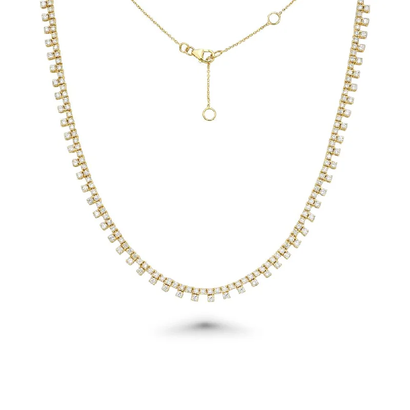 HalfWay Diamond Tennis Necklace (5.75 ct.) 4-Prongs Setting in 14K Gold