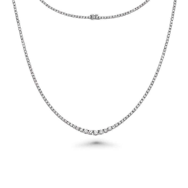 Riviera Diamond Tennis Necklace (5.00 ct.) 1.8 mm to 3.60 mm 4-Prongs Setting in 14K Gold