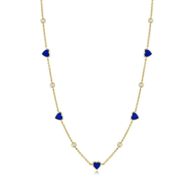 Reese Lapis and Diamond Heart Station Necklace