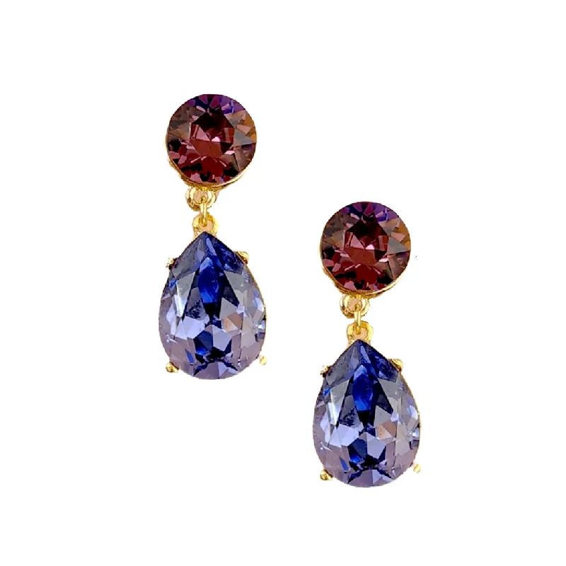 Amethyst & Tanzanite Teardrop Pierced Earring