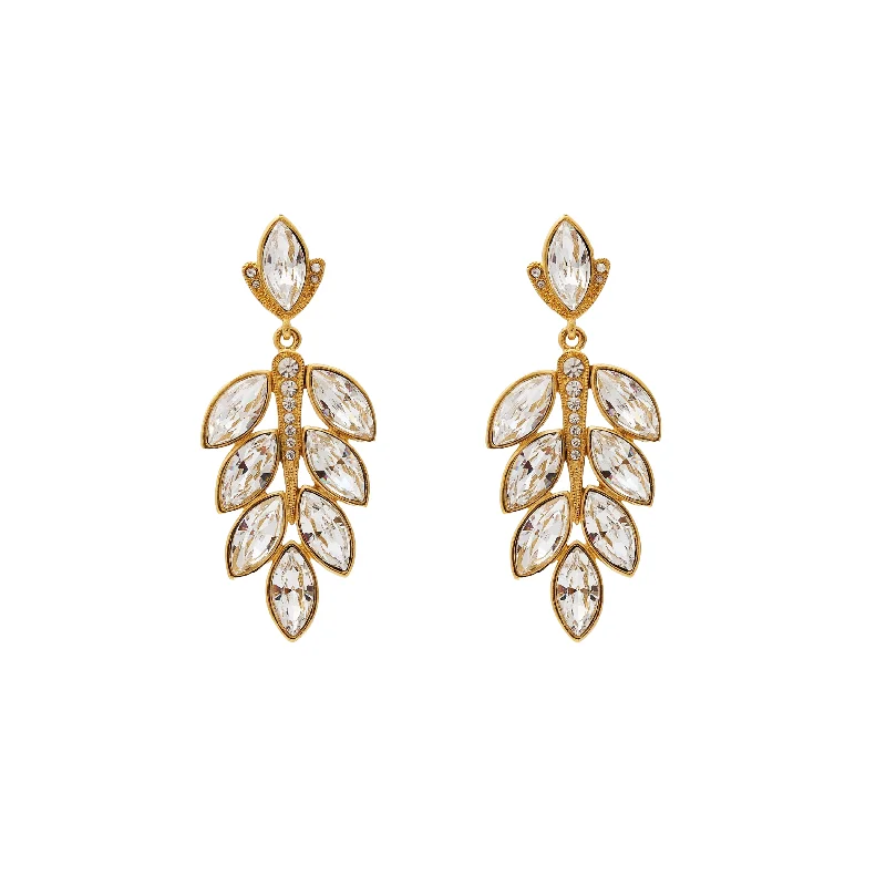 Cascading Crystal Leaves Pierced Earring