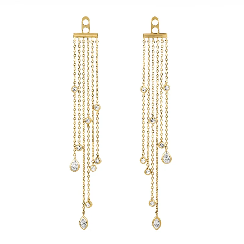 Mixed Shape Bezels Diamond Tassel Earring Back Charm (PAIR)