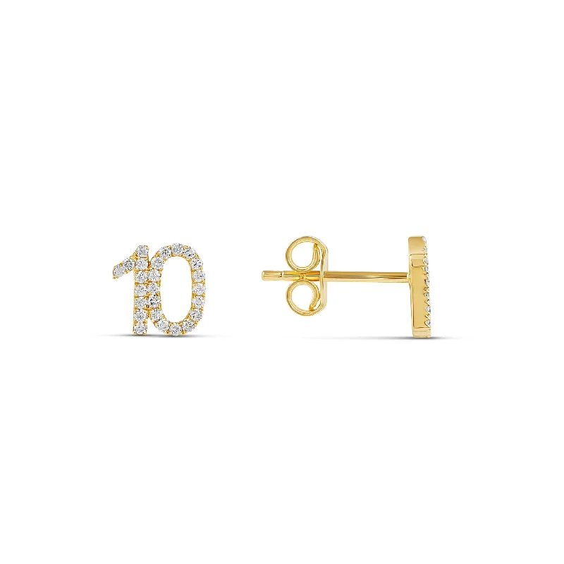 Two Digits Number Diamond Stud (Single)