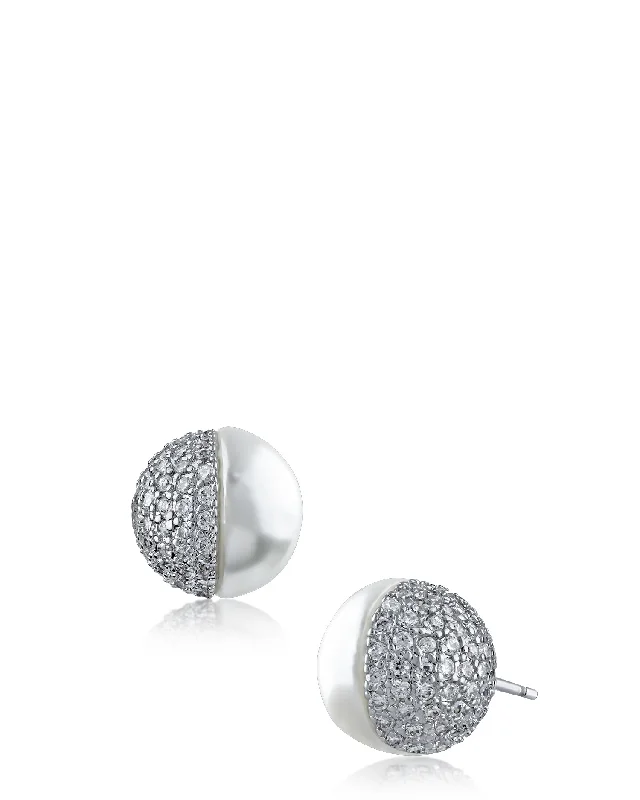 Pave CZ Diamond Split Earrings