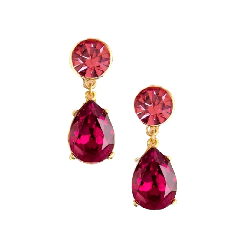 Rose & Ruby Teardrop Pierced Earring