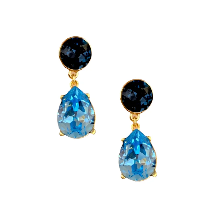 Sapphire & Aqua Teardrop Pierced Earring