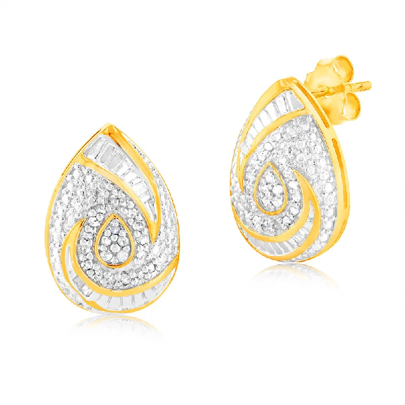 Don't Miss Out On Bestselling Jewelry At Special Prices 1/4 Carat Diamond Cluster Stud Earrings in Gold Plated Silver