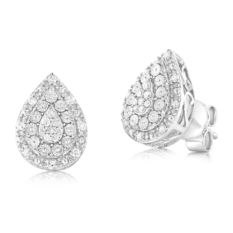 Flash Sale On Elegant Jewelry – Don't Miss Out 1/5 Carat Diamond Pear Stud Earrings in Sterling Silver