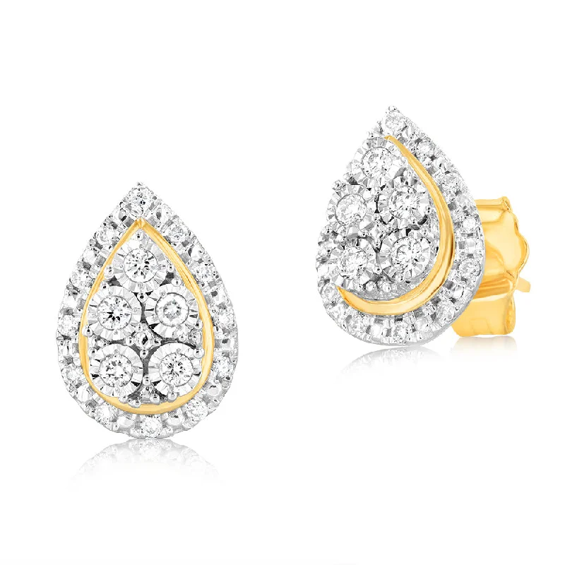 Affordable Elegance – Special Jewelry Sale Now Live 1/6 Carat Diamond Pear Stud Earrings in 9ct Yellow Gold