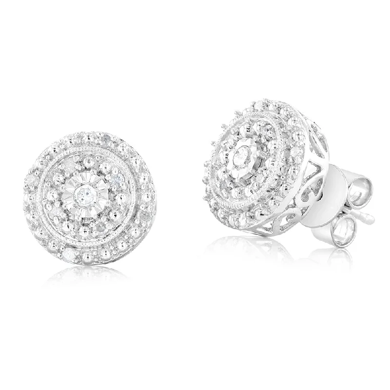 Shop Dazzling Jewelry With Special Promotional Discounts 1/6 Carat Diamond Round Stud Earrings in Sterling Silver