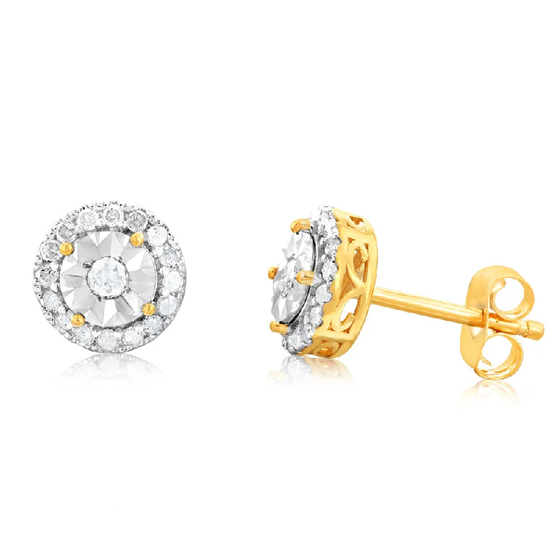 Versatile Layering Jewelry For Effortless Chic 10ct Yellow Gold 1/3 Carat Diamond Stud Earrings