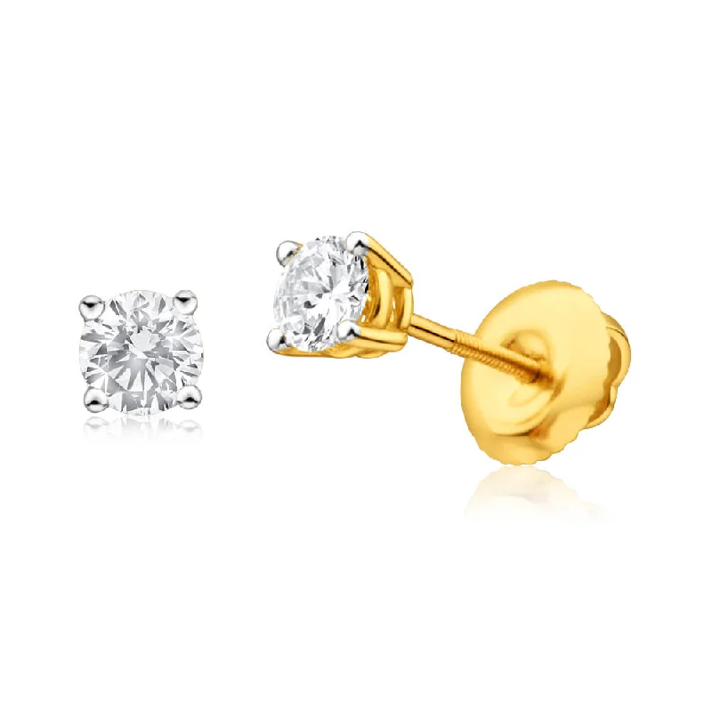 Exclusive Jewelry Sale – Limited-Time Discounts 18ct Yellow Gold Screwback Stud Earrings With 0.5 Carats Of Diamonds