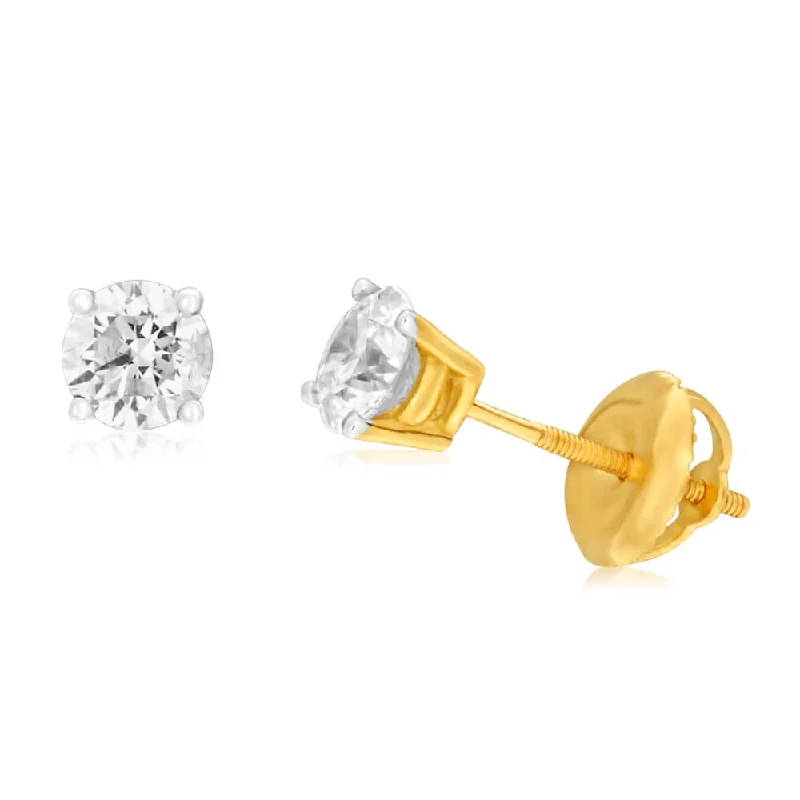 Your Perfect Accessory Now At The Best Price 18ct Yellow Gold Stud Earrings With 0.75 Carats Of Diamonds