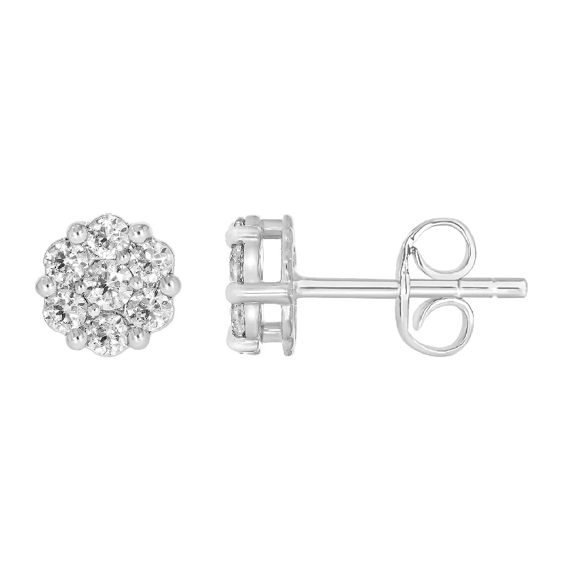 Premium Jewelry, Premium Discounts – Act Fast 9ct White Gold 1 Carat Diamond Cluster Stud Earrings