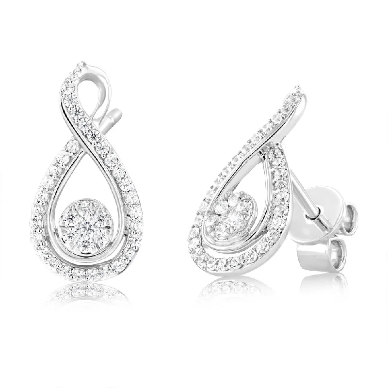 Limited-Time Jewelry Sale – Don't Miss These Deals 9ct White Gold white Zirconia Flower Infinity Stud Earrings