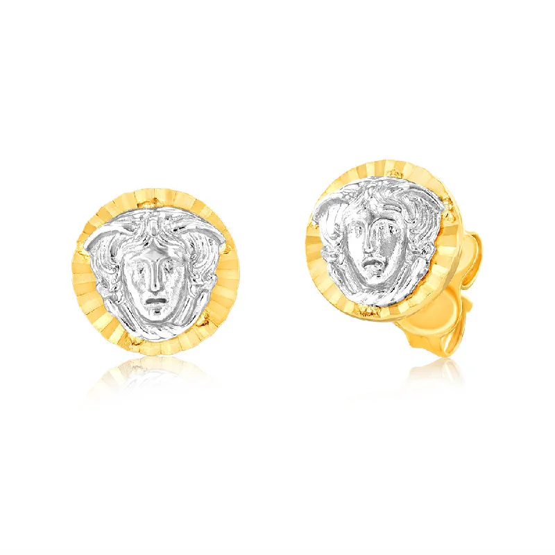 Timeless Jewelry At Special Discount Rates 9ct Yellow And White Gold Two Toned Medusa Stud Earrings