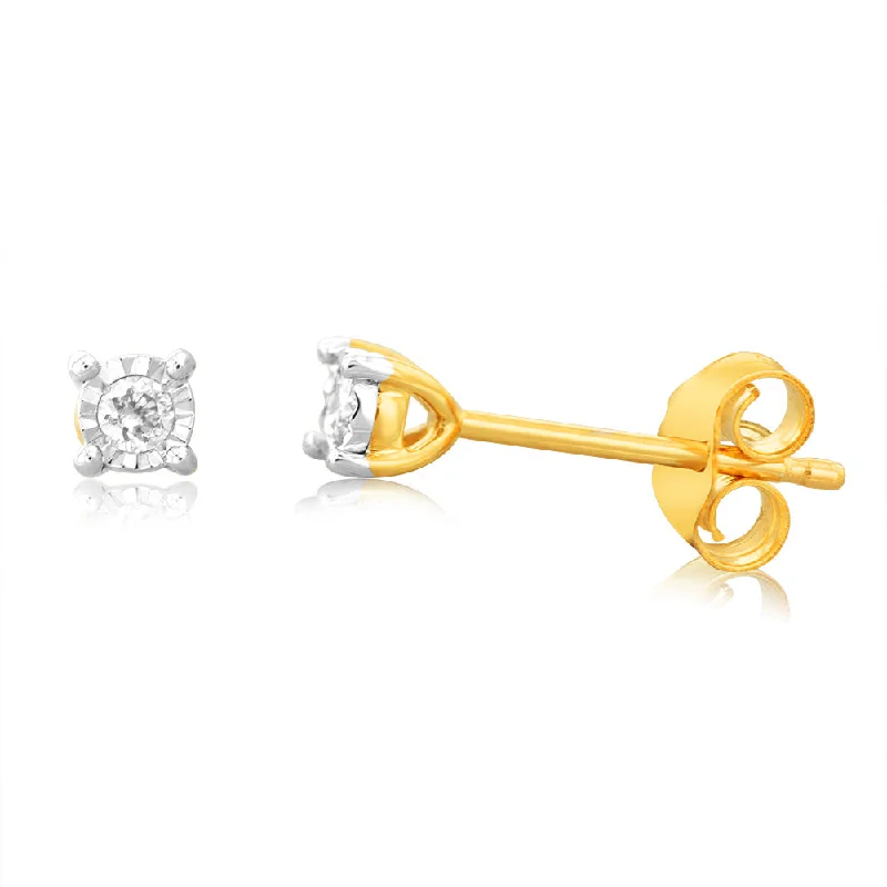 Breathtaking Jewelry At Limited-Time Savings 9ct Yellow Gold 0.05 Carat Diamond Stud Earrings with Disc Setting