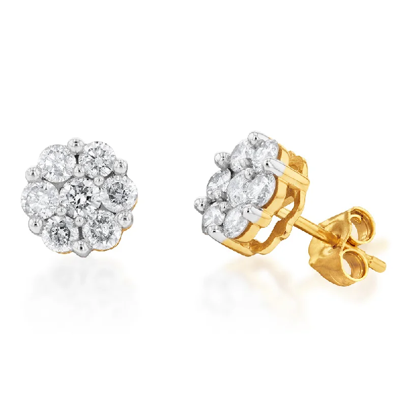 Get The Best Deals On Timeless Jewelry Pieces 9ct Yellow Gold 1 Carat Diamond Stud Earrings