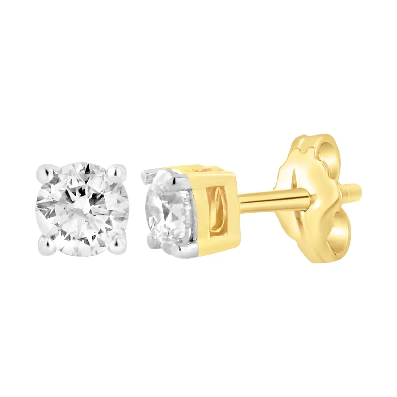 Exclusive Online Discounts On Stylish Jewelry 9ct Yellow Gold 3/4 Carat Diamond Stud Earrings