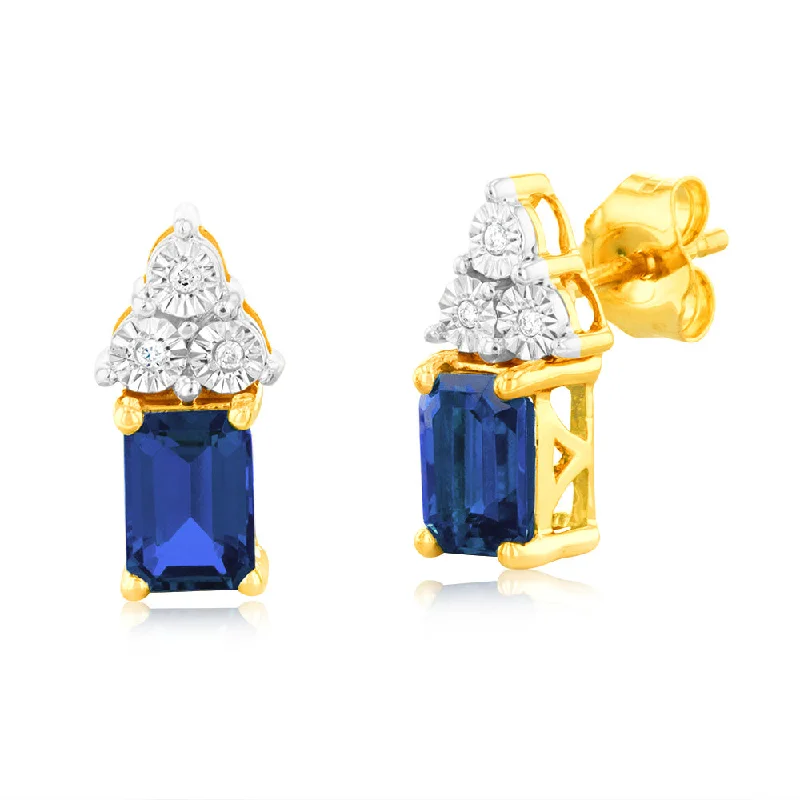 Seasonal Jewelry Clearance – Best Styles At The Lowest Prices 9ct Yellow Gold 6mm Created Sapphire And Diamond Stud Earrings