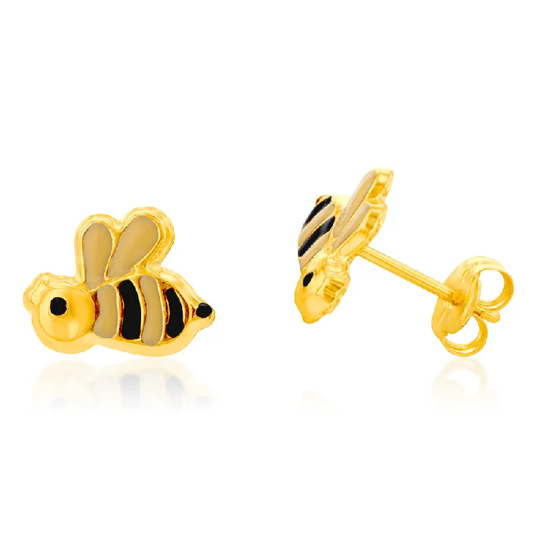 Stunning Statement Jewelry, Unbeatable Discounts 9ct Yellow Gold Bee Enamel Stud Earrings