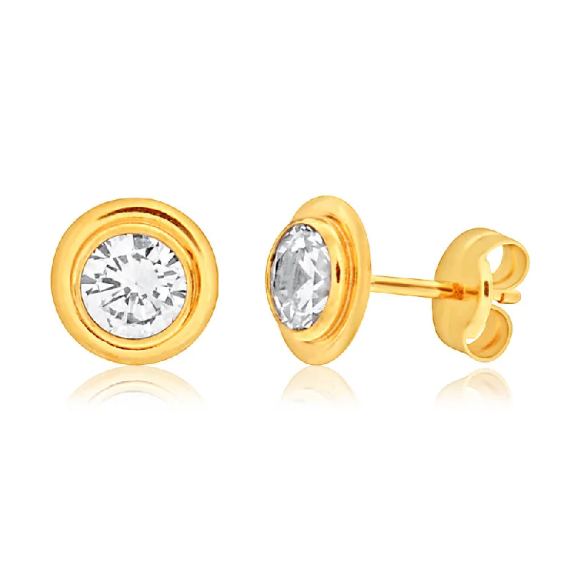 Last Chance To Shop High-End Jewelry At Markdown Prices 9ct Yellow Gold Cubic Zirconia 5mm Gorgeous Stud Earrings