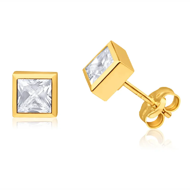 Shine In Style – Shop Jewelry Discounts Today 9ct Yellow Gold Cubic Zirconia 5mm Princess Stud Earrings