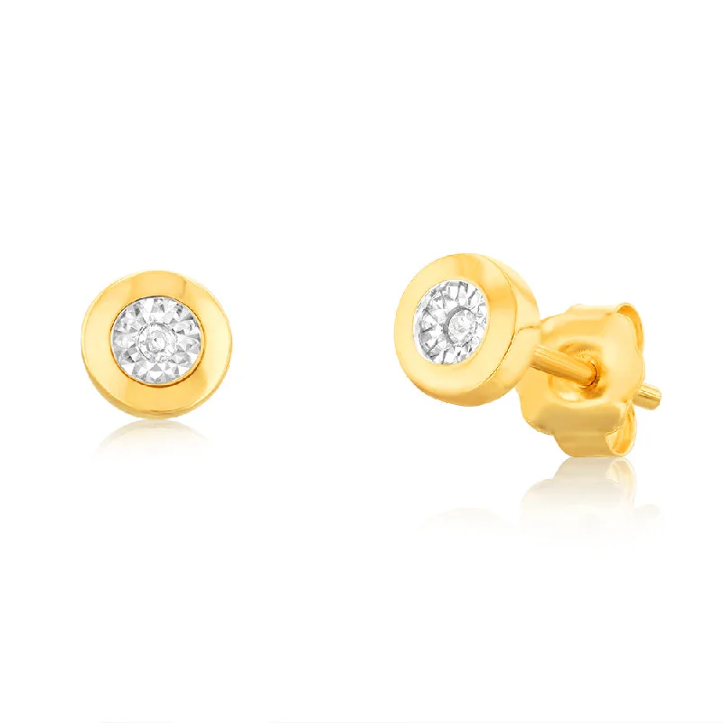 Save On Luxury Jewelry Pieces – Limited-Time Offers 9ct Yellow Gold Diamond Disc Stud Earrings