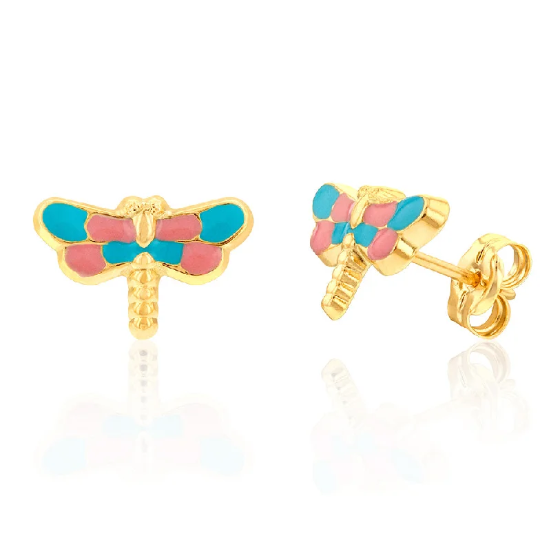 Grab Your Dream Jewelry At The Lowest Prices 9ct Yellow Gold Dragonfly Enamel 11X 7mm Stud Earrings