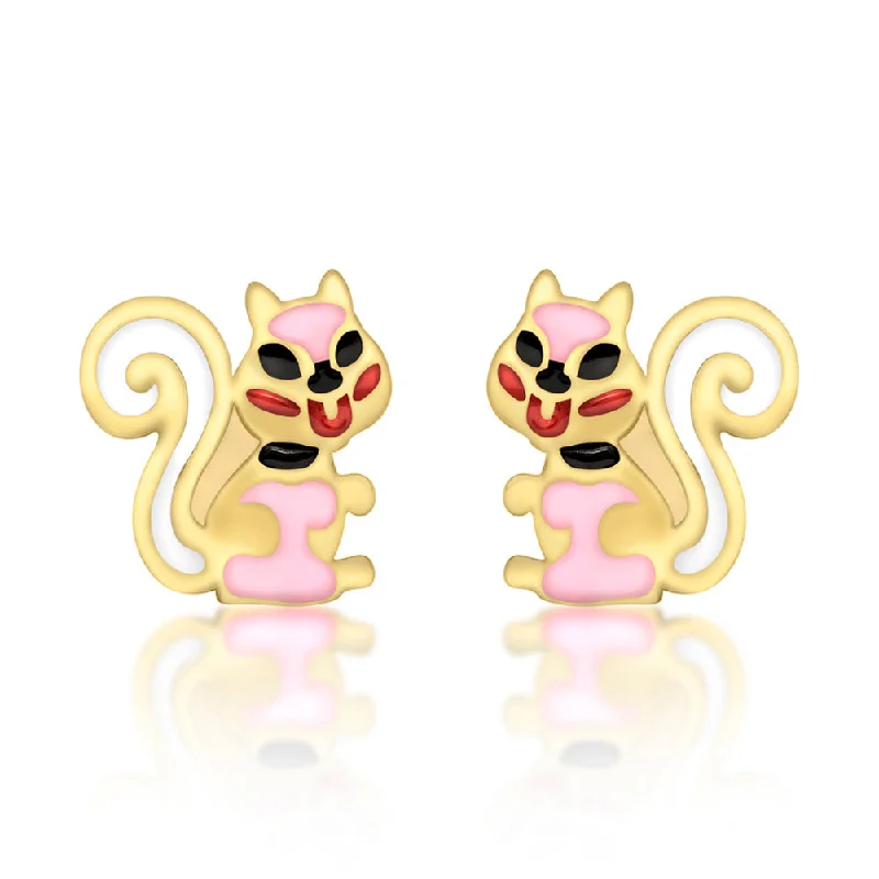 Unmissable Discounts On Timeless Jewelry Pieces 9ct Yellow Gold Enamel Squirrel Stud Earrings