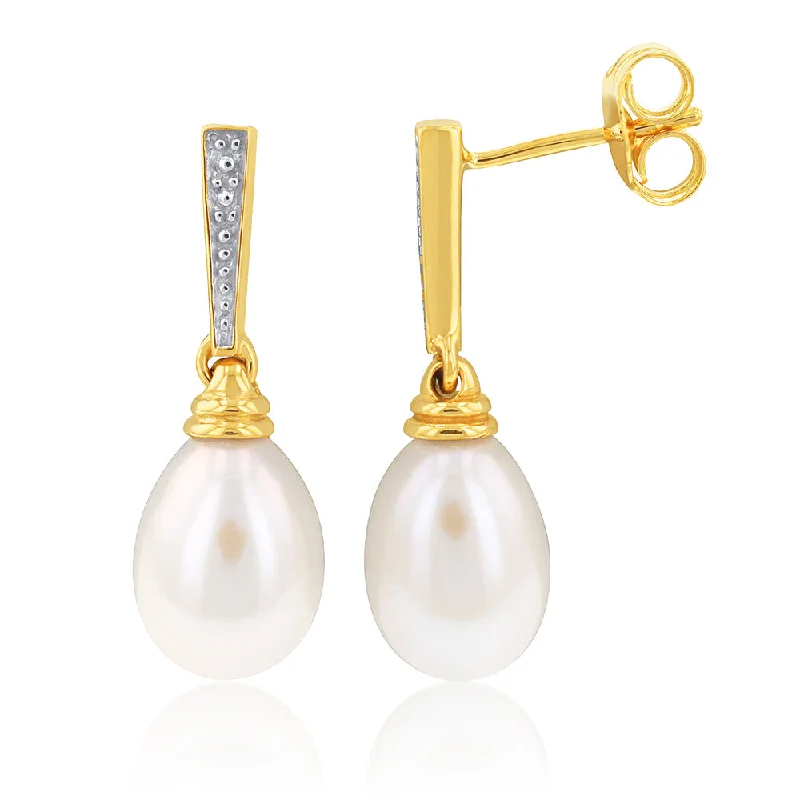 Versatile Layering Jewelry For Effortless Chic 9ct Yellow Gold Freshwater Pearl Stud Earrings