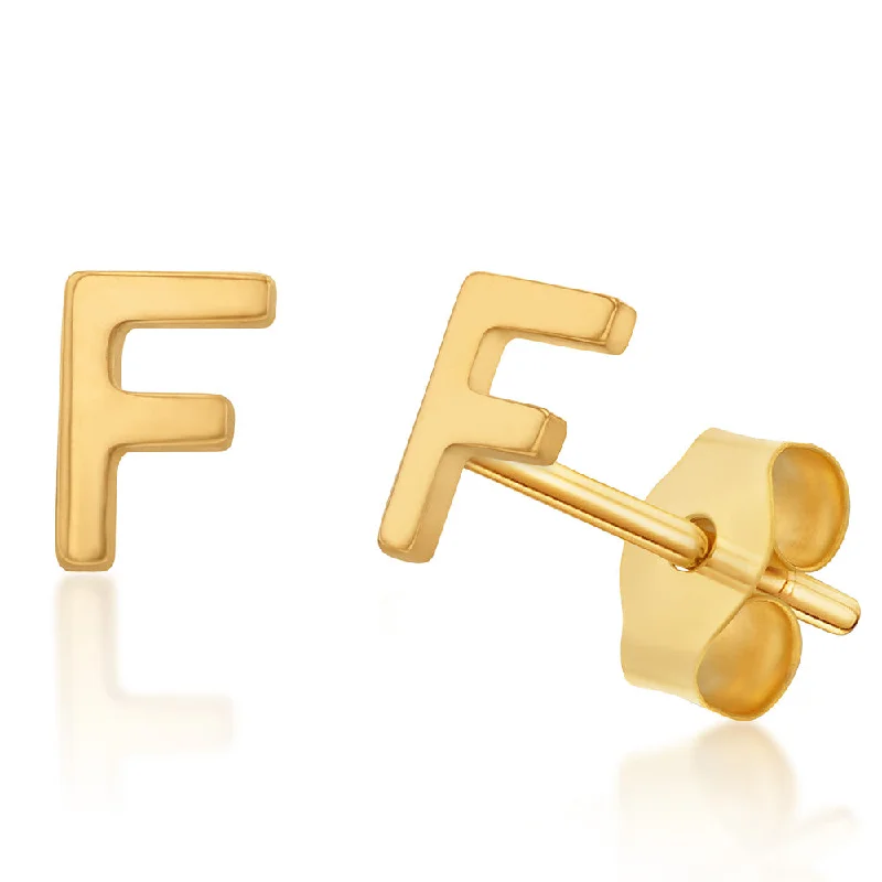 Unmissable Jewelry Clearance – Final Reductions 9ct Yellow Gold Mini Initial "F" Stud Earrings