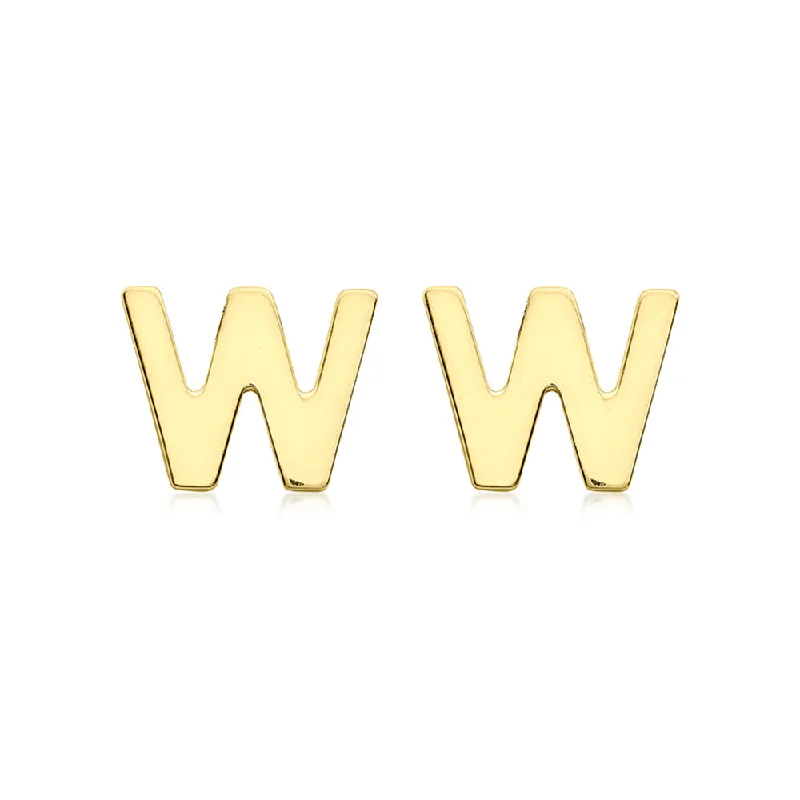 Celebrate Every Occasion With Sparkling Savings 9ct Yellow Gold Mini Initial "W" Stud Earrings