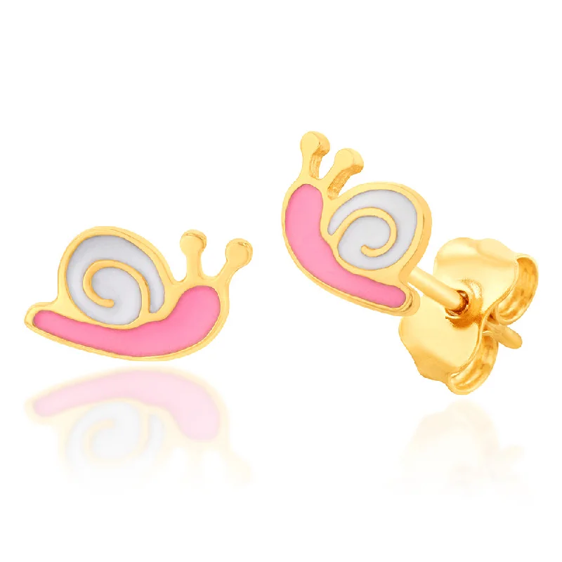 Affordable Luxury Jewelry – Style At A Great Price 9ct Yellow Gold Pink Snail Stud Earrings