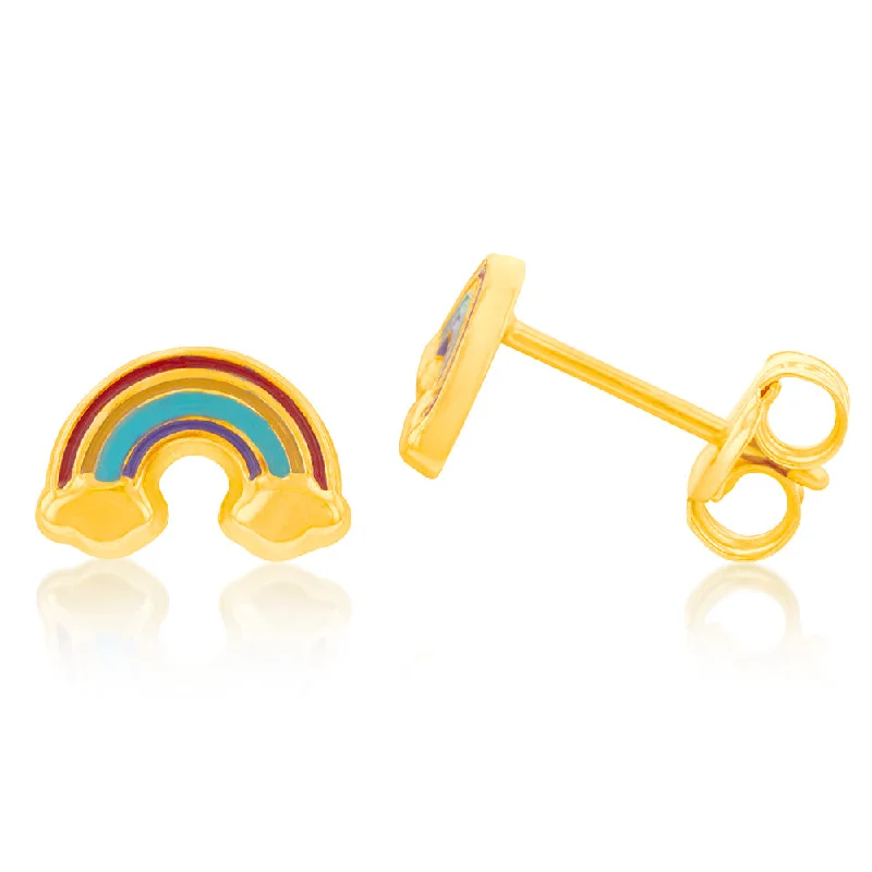 Affordable Glamour – Premium Jewelry For Less 9ct Yellow Gold Rainbow Enamel Stud Earrings