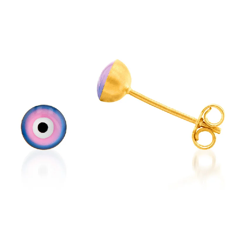 Unlock Unbeatable Jewelry Deals Before They’Re Gone 9ct Yellow Gold Round Evil Eye Stud Earrings