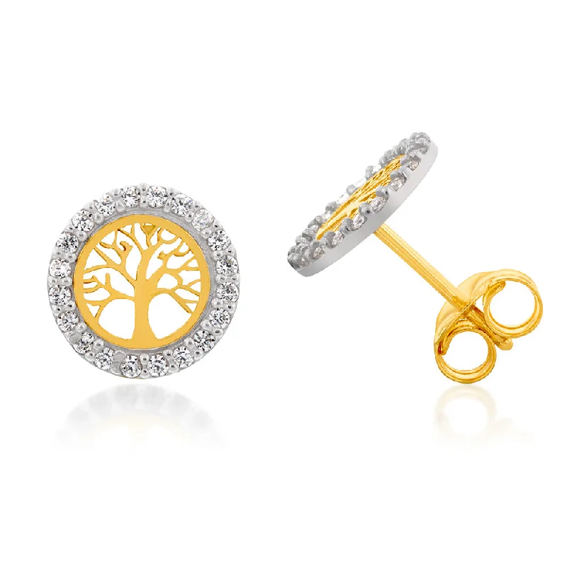 Stunning Jewelry Pieces At The Lowest Prices Ever 9ct Yellow Gold Round Tree Of Life Stud Earrings